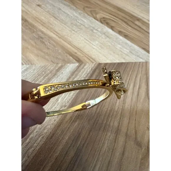 NWOT Kate Spade New York Rhinestone Bow Hinge Love Notes Bracelet - Picture 3 of 6